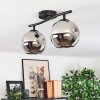 Ripoll ceiling light, globe light chrome, Smoke-coloured, 2-light sources