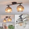 Ripoll ceiling light, globe light chrome, clear, Smoke-coloured, 2-light sources