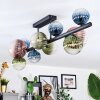 Chehalis ceiling light, globe light blue, green, clear, coppery, 10-light sources