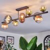 Chehalis ceiling light, globe light blue, green, clear, coppery, 10-light sources