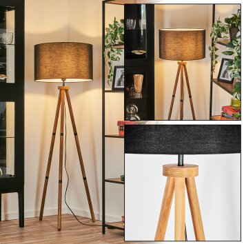Flemming floor lamp Dark wood, black, 1-light source