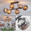 Ripoll ceiling light, globe light chrome, Smoke-coloured, 6-light sources