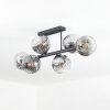 Ripoll ceiling light, globe light chrome, clear, Smoke-coloured, 6-light sources