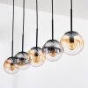 Gastor hanging light, globe light, pendant light Amber, clear, Smoke-coloured, 5-light sources