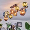 Chehalis ceiling light, globe light blue, green, coppery, 10-light sources