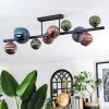 Chehalis ceiling light, globe light blue, green, coppery, 10-light sources
