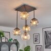 Ripoll ceiling light, globe light Amber, clear, Smoke-coloured, 5-light sources