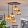 Ripoll ceiling light, globe light Amber, 5-light sources