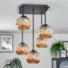 Ripoll ceiling light, globe light Amber, 5-light sources