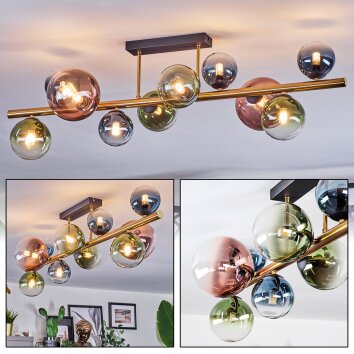 Chehalis ceiling light, globe light gold, black, 10-light sources