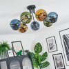 Koyoto ceiling light, globe light 82 cm blue, gold, green, 7-light sources