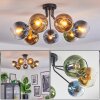 Koyoto ceiling light, globe light 82 cm blue, gold, green, clear, 7-light sources
