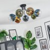 Koyoto ceiling light, globe light 82 cm blue, gold, green, clear, 7-light sources