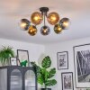 Koyoto ceiling light, globe light 82 cm blue, gold, green, clear, 7-light sources