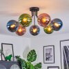 Gastor ceiling light, globe light 82 cm blue, green, coppery, 7-light sources