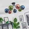 Gastor ceiling light, globe light 82 cm blue, green, coppery, 7-light sources