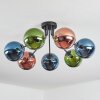 Gastor ceiling light, globe light 82 cm blue, green, coppery, 7-light sources
