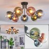 Gastor ceiling light, globe light 82 cm blue, green, clear, coppery, 7-light sources