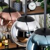 Gastor hanging light, globe light, pendant light blue, chrome, green, clear, coppery, Smoke-coloured, 5-light sources