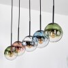 Gastor hanging light, globe light, pendant light blue, chrome, green, clear, coppery, Smoke-coloured, 5-light sources