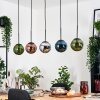 Gastor hanging light, globe light, pendant light blue, chrome, green, coppery, Smoke-coloured, 5-light sources