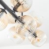 Koyoto ceiling light, globe light Amber, clear, 10-light sources