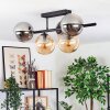 Gastor ceiling light, globe light Amber, Smoke-coloured, 5-light sources