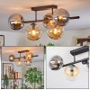 Gastor ceiling light, globe light Amber, clear, Smoke-coloured, 5-light sources