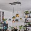 Koyoto hanging light, globe light, pendant light blue, gold, green, clear, coppery, 6-light sources