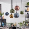 Koyoto hanging light, globe light, pendant light blue, gold, green, coppery, 6-light sources