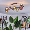Chehalis ceiling light, globe light blue, green, clear, coppery, 8-light sources