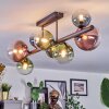 Chehalis ceiling light, globe light blue, green, clear, coppery, 8-light sources