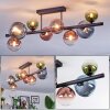 Chehalis ceiling light, globe light blue, green, clear, coppery, 8-light sources