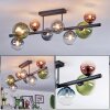 Chehalis ceiling light, globe light blue, green, clear, coppery, 8-light sources