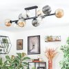 Ripoll ceiling light, globe light Amber, clear, Smoke-coloured, 10-light sources