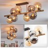 Gastor ceiling light, globe light gold, black, 8-light sources