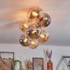 Gastor ceiling light, globe light gold, black, 8-light sources