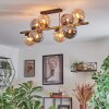 Gastor ceiling light, globe light gold, black, 8-light sources