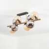Gastor ceiling light, globe light gold, black, 8-light sources