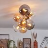 Gastor ceiling light, globe light gold, black, 8-light sources