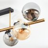 Gastor ceiling light, globe light gold, black, 8-light sources