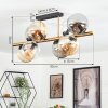 Gastor ceiling light, globe light gold, black, 8-light sources