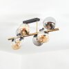 Gastor ceiling light, globe light gold, black, 8-light sources