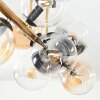 Gastor ceiling light, globe light gold, black, 8-light sources