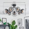 Koyoto ceiling light, globe light 82 cm clear, Smoke-coloured, 7-light sources