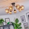 Koyoto ceiling light, globe light 82 cm Amber, clear, 7-light sources