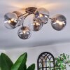 Chehalis ceiling light, globe light 64 cm clear, Smoke-coloured, 6-light sources