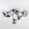 Chehalis ceiling light, globe light 64 cm clear, Smoke-coloured, 6-light sources