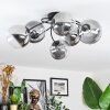 Chehalis ceiling light, globe light 64 cm clear, Smoke-coloured, 6-light sources