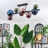 Chehalis ceiling light, globe light blue, green, coppery, 8-light sources